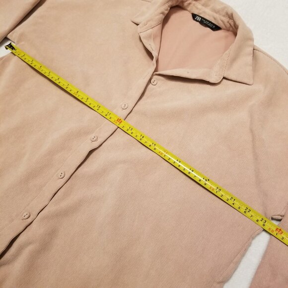 Zara Pinky Nude Corduroy Ribbed Button Down Collared With Pockets XSmall Women's - Picture 9 of 9